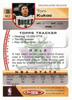 2005-06 Topps Total #36 Toni Kukoc Back