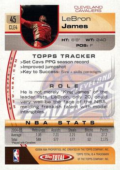 2005-06 Topps Total #45 LeBron James Back