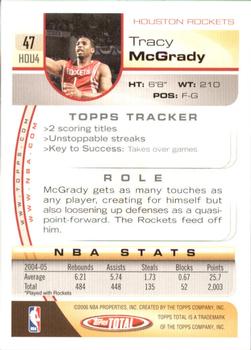 2005-06 Topps Total #47 Tracy McGrady Back