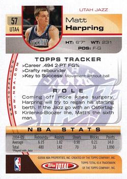 2005-06 Topps Total #57 Matt Harpring Back