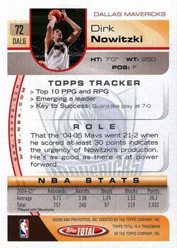 2005-06 Topps Total #72 Dirk Nowitzki Back