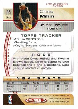 2005-06 Topps Total #85 Chris Mihm Back
