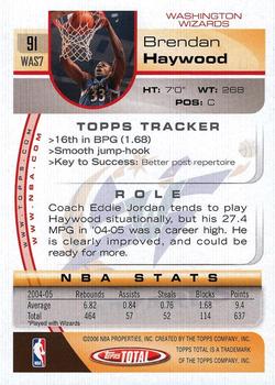 2005-06 Topps Total #91 Brendan Haywood Back