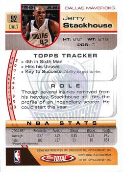 2005-06 Topps Total #92 Jerry Stackhouse Back