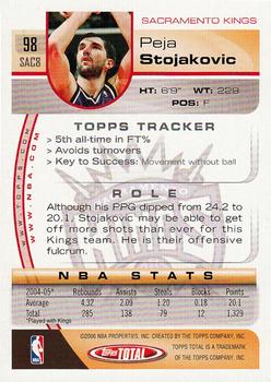 2005-06 Topps Total #98 Peja Stojakovic Back