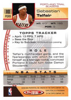 2005-06 Topps Total #110 Sebastian Telfair Back