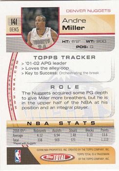 2005-06 Topps Total #141 Andre Miller Back