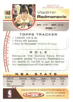 2005-06 Topps Total #148 Vladimir Radmanovic Back