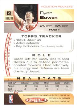 2005-06 Topps Total #151 Ryan Bowen Back