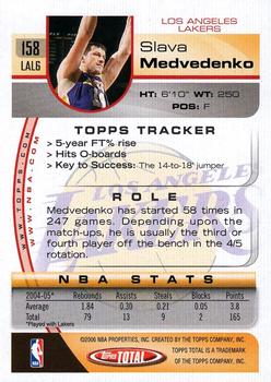 2005-06 Topps Total #158 Slava Medvedenko Back
