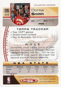 2005-06 Topps Total #170 Donta Smith Back