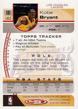 2005-06 Topps Total #181 Kobe Bryant Back