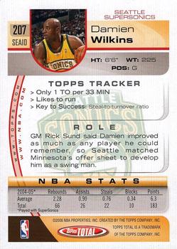 2005-06 Topps Total #207 Damien Wilkins Back