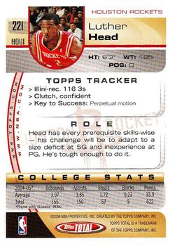 2005-06 Topps Total #221 Luther Head Back