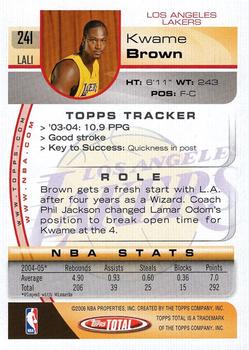 2005-06 Topps Total #241 Kwame Brown Back