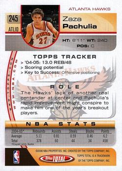2005-06 Topps Total #245 Zaza Pachulia Back