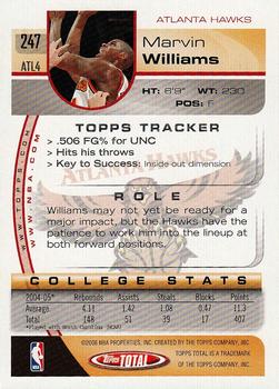 2005-06 Topps Total #247 Marvin Williams Back
