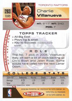 2005-06 Topps Total #283 Charlie Villanueva Back