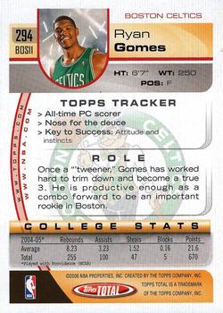 2005-06 Topps Total #294 Ryan Gomes Back