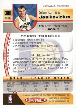 2005-06 Topps Total #300 Sarunas Jasikevicius Back