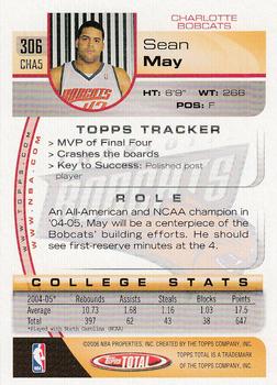 2005-06 Topps Total #306 Sean May Back