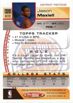 2005-06 Topps Total #320 Jason Maxiell Back