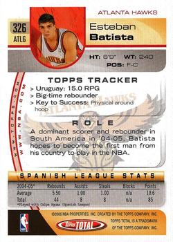 2005-06 Topps Total #326 Esteban Batista Back
