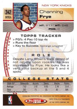 2005-06 Topps Total #342 Channing Frye Back