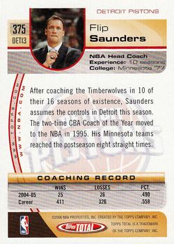 2005-06 Topps Total #375 Flip Saunders Back