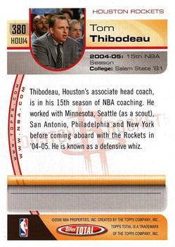 2005-06 Topps Total #380 Tom Thibodeau Back