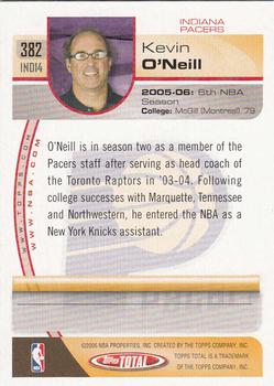 2005-06 Topps Total #382 Kevin O'Neill Back
