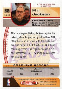 2005-06 Topps Total #385 Phil Jackson Back