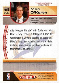 2005-06 Topps Total #420 Mike O'Koren Back