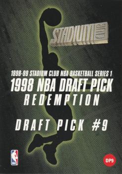 1998-99 Stadium Club - 1998 NBA Draft Pick Redemptions #DP9 Draft Pick #9 Front