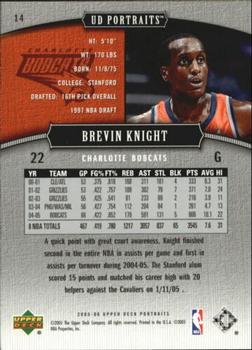 2005-06 UD Portraits #14 Brevin Knight Back