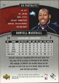 2005-06 UD Portraits #27 Donyell Marshall Back
