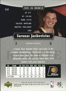 2005-06 UD Portraits #114 Sarunas Jasikevicius Back