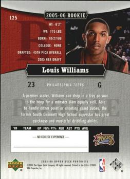 2005-06 UD Portraits #125 Louis Williams Back