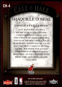 2007-08 Ultra - Call to the Hall Memorabilia #CH-4 Shaquille O'Neal Back
