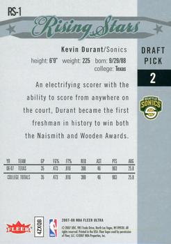 2007-08 Ultra - Rising Stars #RS-1 Kevin Durant Back