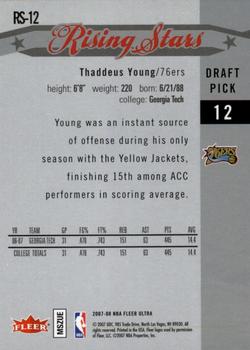 2007-08 Ultra - Rising Stars #RS-12 Thaddeus Young Back