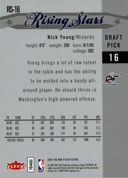 2007-08 Ultra - Rising Stars #RS-16 Nick Young Back