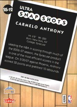 2007-08 Ultra - Ultra Snap Shots #SS-12 Carmelo Anthony Back