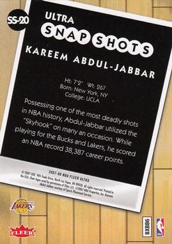 2007-08 Ultra - Ultra Snap Shots #SS-20 Kareem Abdul-Jabbar Back