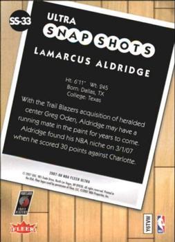 2007-08 Ultra - Ultra Snap Shots #SS-33 LaMarcus Aldridge Back
