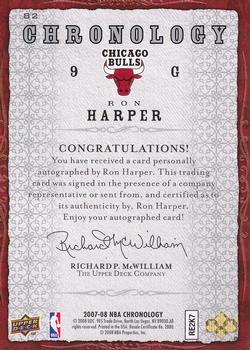 2007-08 Upper Deck Chronology - Autographs #82 Ron Harper Back