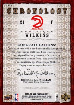 2007-08 Upper Deck Chronology - Autographs Gold #30 Dominique Wilkins Back
