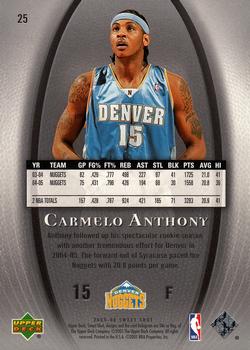 2005-06 Upper Deck Sweet Shot #25 Carmelo Anthony Back