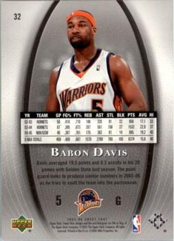 2005-06 Upper Deck Sweet Shot #32 Baron Davis Back