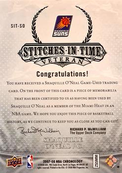 2007-08 Upper Deck Chronology - Stitches in Time #SIT-SO Shaquille O'Neal Back